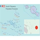 Palmetto Posters 20x24 Laminated Poster: Large political map of french polynesia