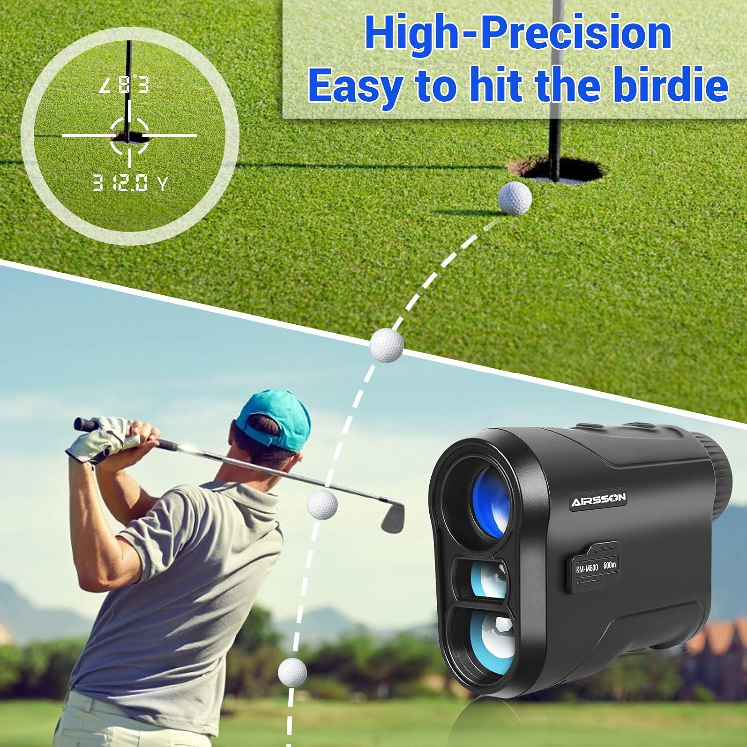 AIRSSON Golf Rangefinder Laser Rechargeable: 650 Yards Range Finder with Slope, 6X Magnification Range Pinseeker Distance Rangefinder for Hunting & Golfing : Sports & Outdoors
