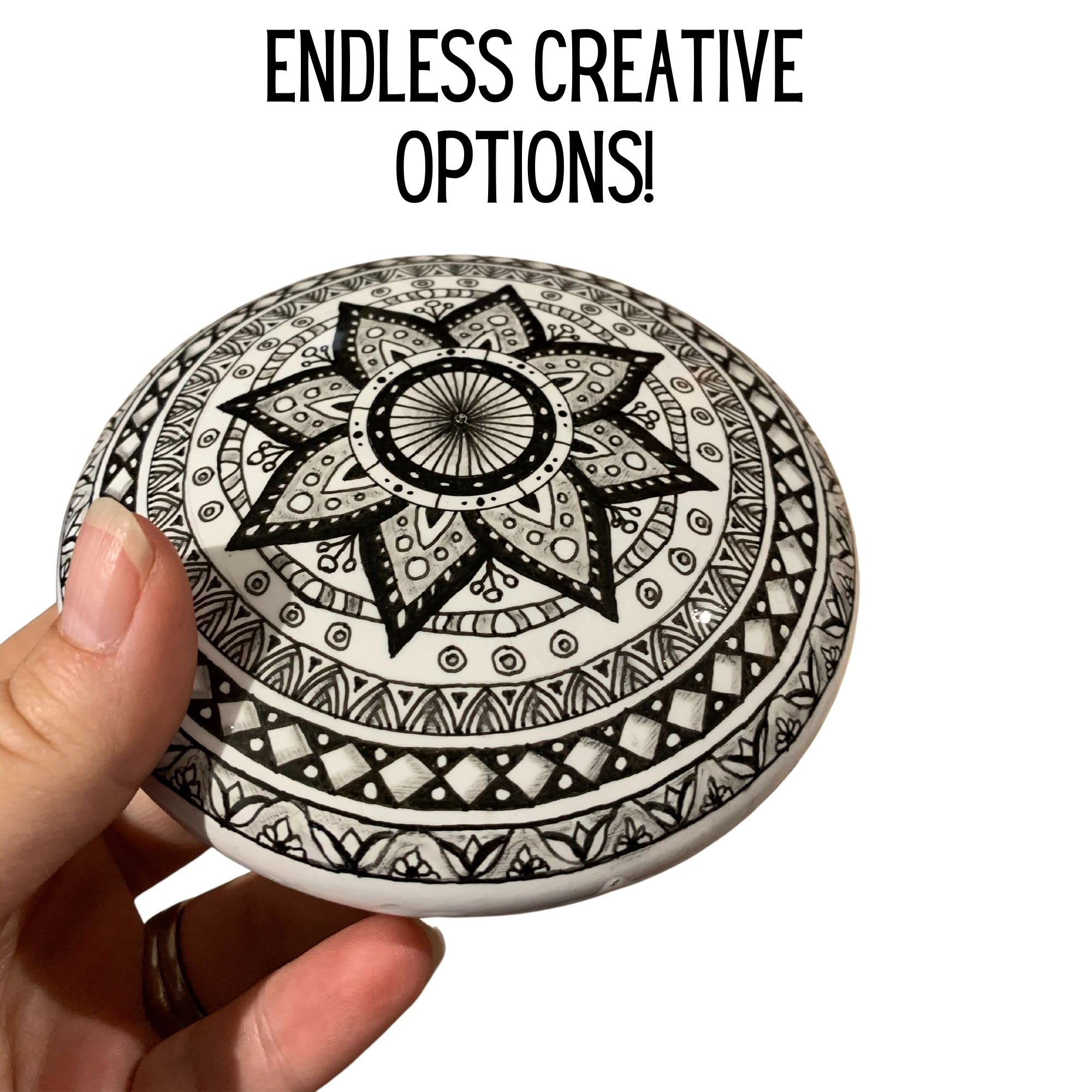 Stone Mold - for Making Stones for Painting - Happy Dotting Company - Large Round Shape - Smooth Casting with inbuilt Center for Dotting Mandala and Stone dot Art - to Make Rocks for Painting
