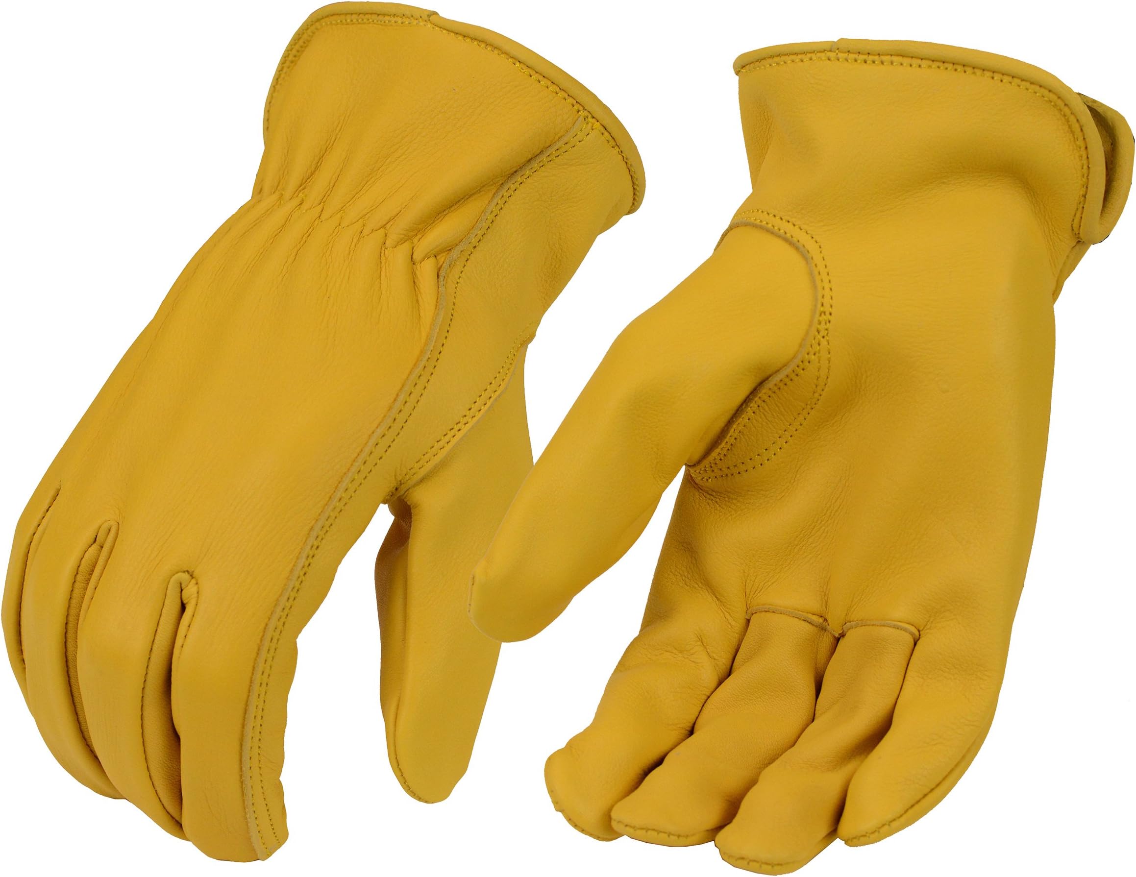North American Trading-Men's Tan Unlined Full Grain Deerskin Gloves-YELLOW-2X-LARGE