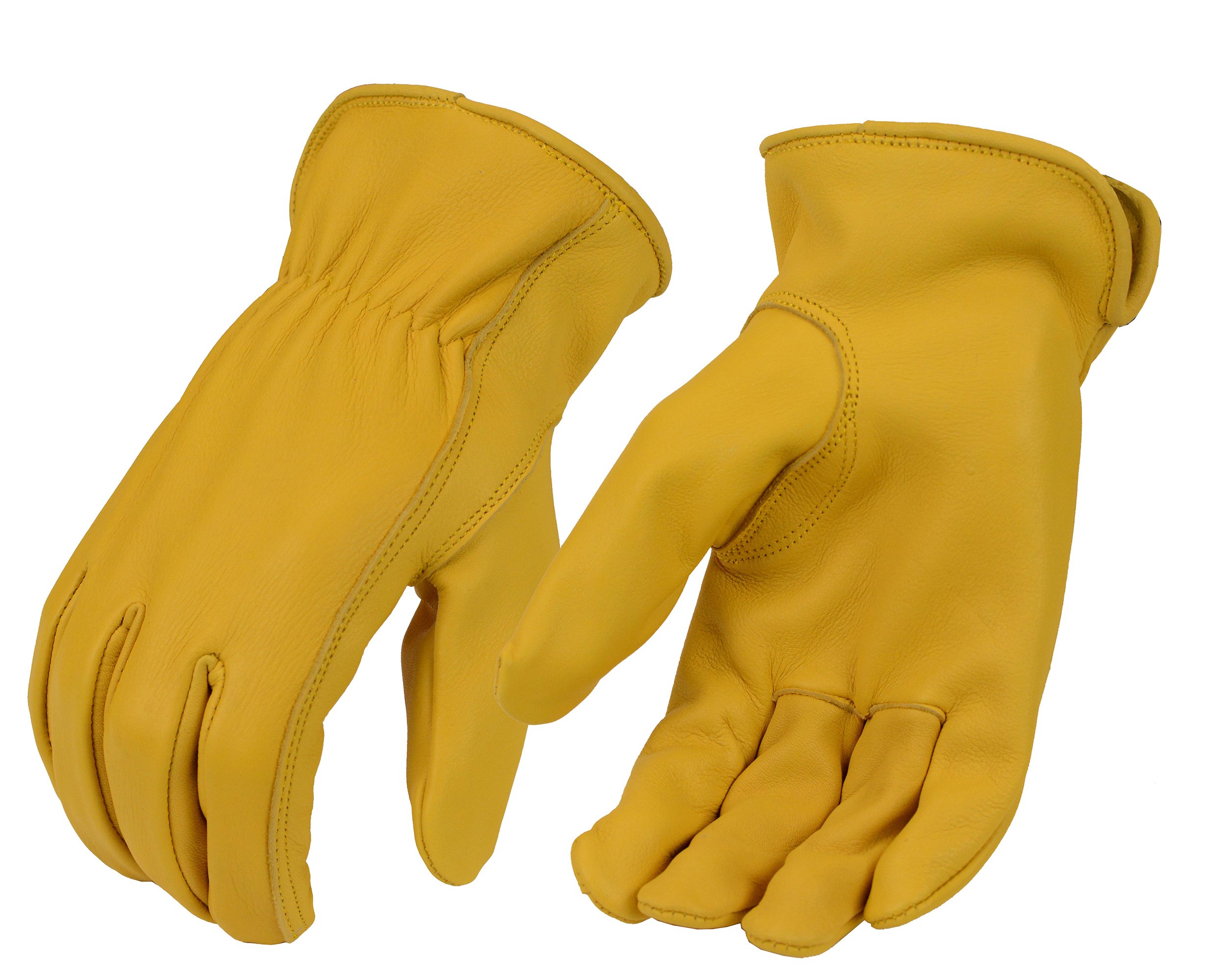 North American Trading-Men's Tan Unlined Full Grain Deerskin Gloves-YELLOW-2X-LARGE