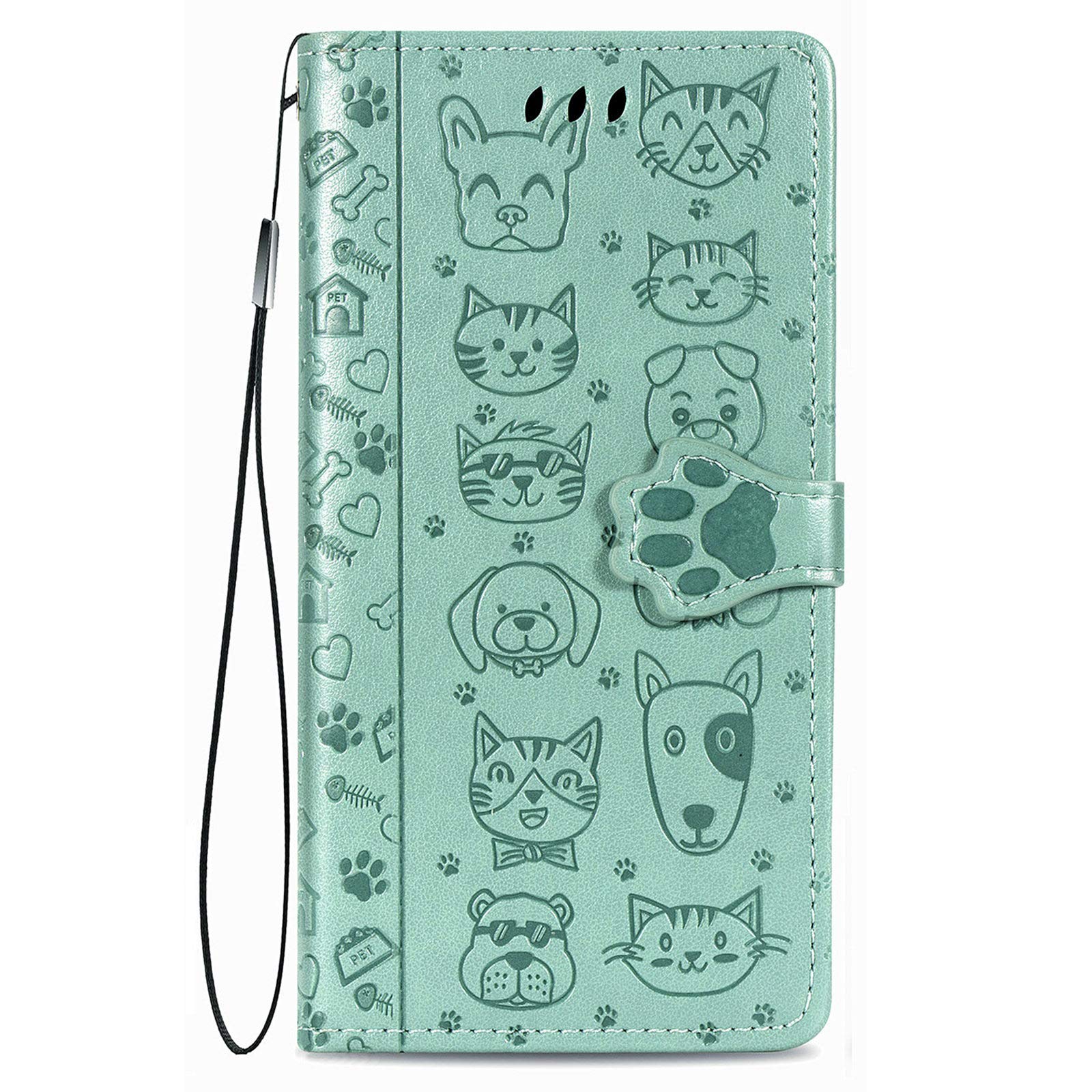 JIUNINE Case for OPPO A60 4G, Premium Leather Wallet Flip Case Shockproof Cover with Cartoon Pattern [Card Holder] [Magnetic Closure] [TPU Inner Shell] for OPPO A60 4G, Green