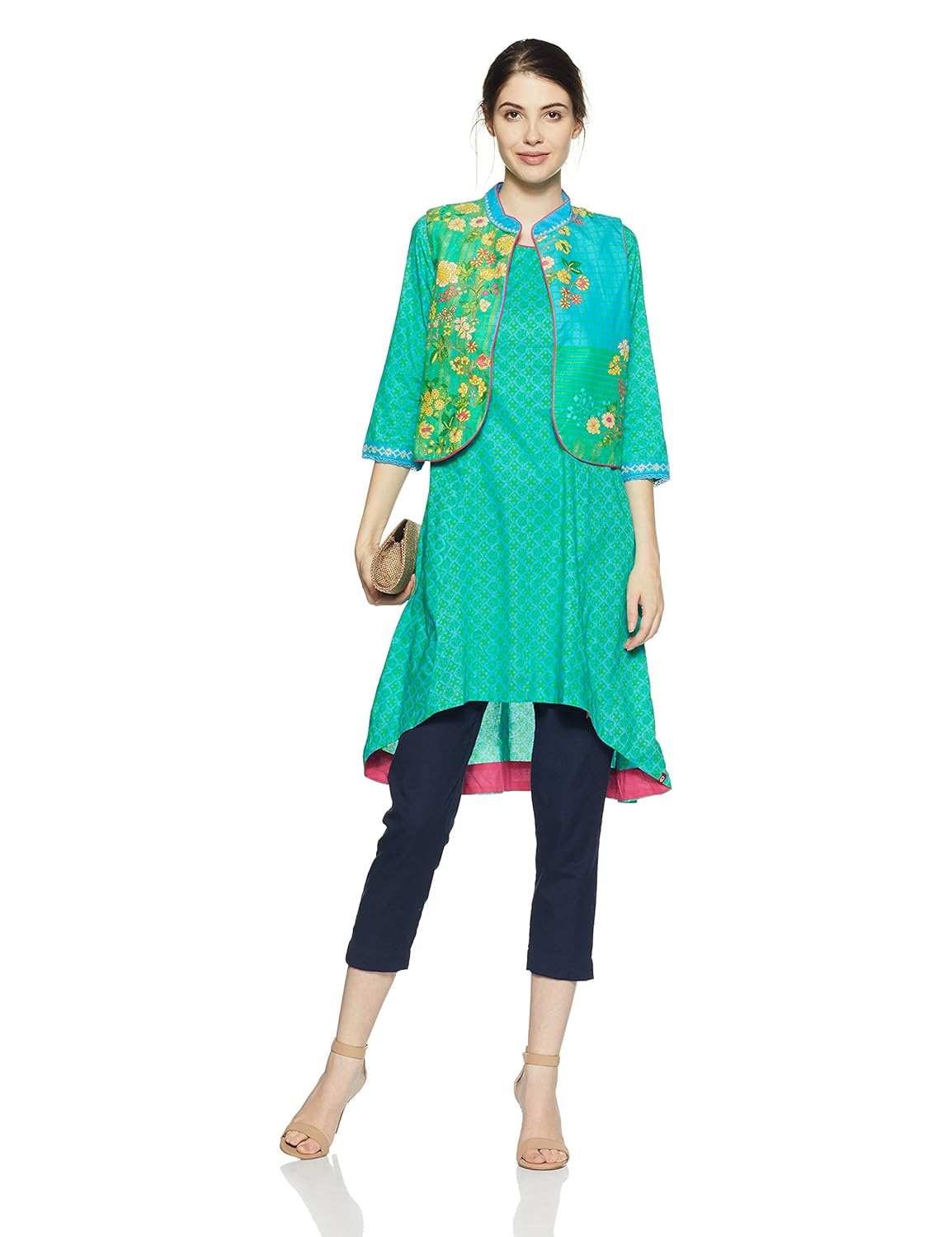 biba women's asymmetrical hemline kurta