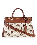 GUESS Sestri Luxury Satchel, Natural/Cognac Logo