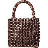 CerfoParlen Small Tote Bag Wooden Bead Bag Woven Handbag Clutch Purses for Women