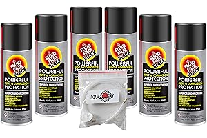 Fluid Film Black (6 Aerosol Cans) with DU-Most 2' Extension Hose & Nozzle, Long Lasting Corrosion Prevention, Penetrant & Lubricant, Marine, Automotive & Snow-Handling Vehicles Undercoating, 11.75 Oz