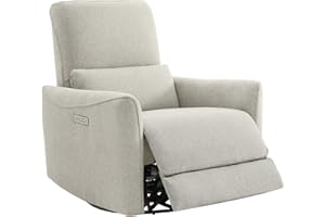 CHITA Power Recliner Chair Swivel Glider, FSC Certified Fabric Living Room Nursery Reclining Sofa Chair with Lumbar Support, Dove Grey