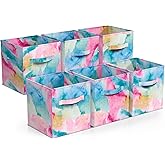 Sorbus Fabric Storage Cubes - 6 Foldable Tie Dye Storage Bins for Organizing Cubbies, Toy Box - Clothes Storage & Closet Organizer - 11 Inch Collapsible Cube Baskets for Shelves with Handle (Tie Dye)