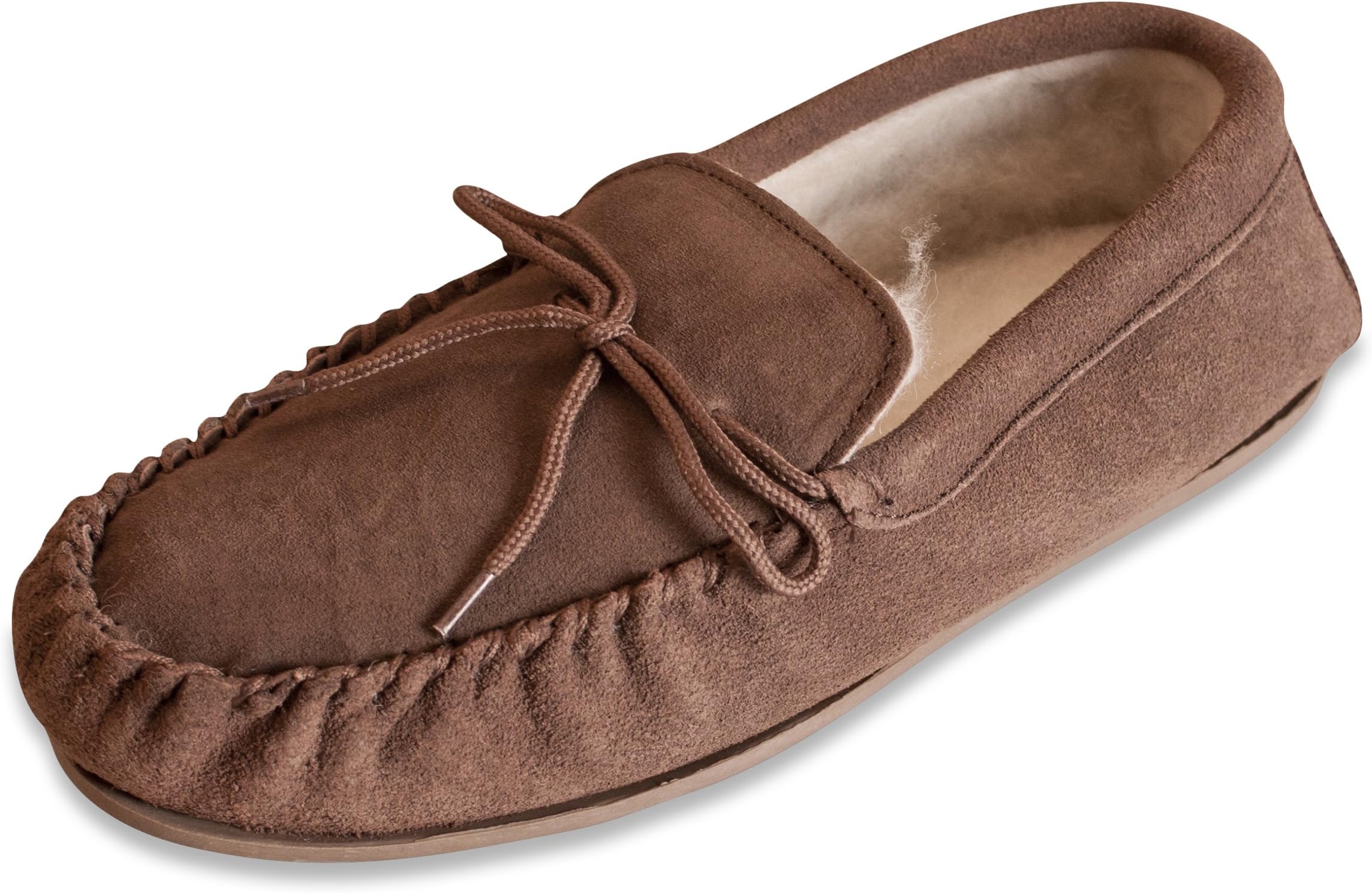 Nordvek Ladies Lambswool Moccasin Slippers Wool Lined Non-Slip Hard Sole # 430-100