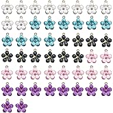 Ymcafmo 50pcs Gold Plated Enamel Cherry Blossoms Bracelet Charms - Perfect for Jewelry Making and Earring Designs