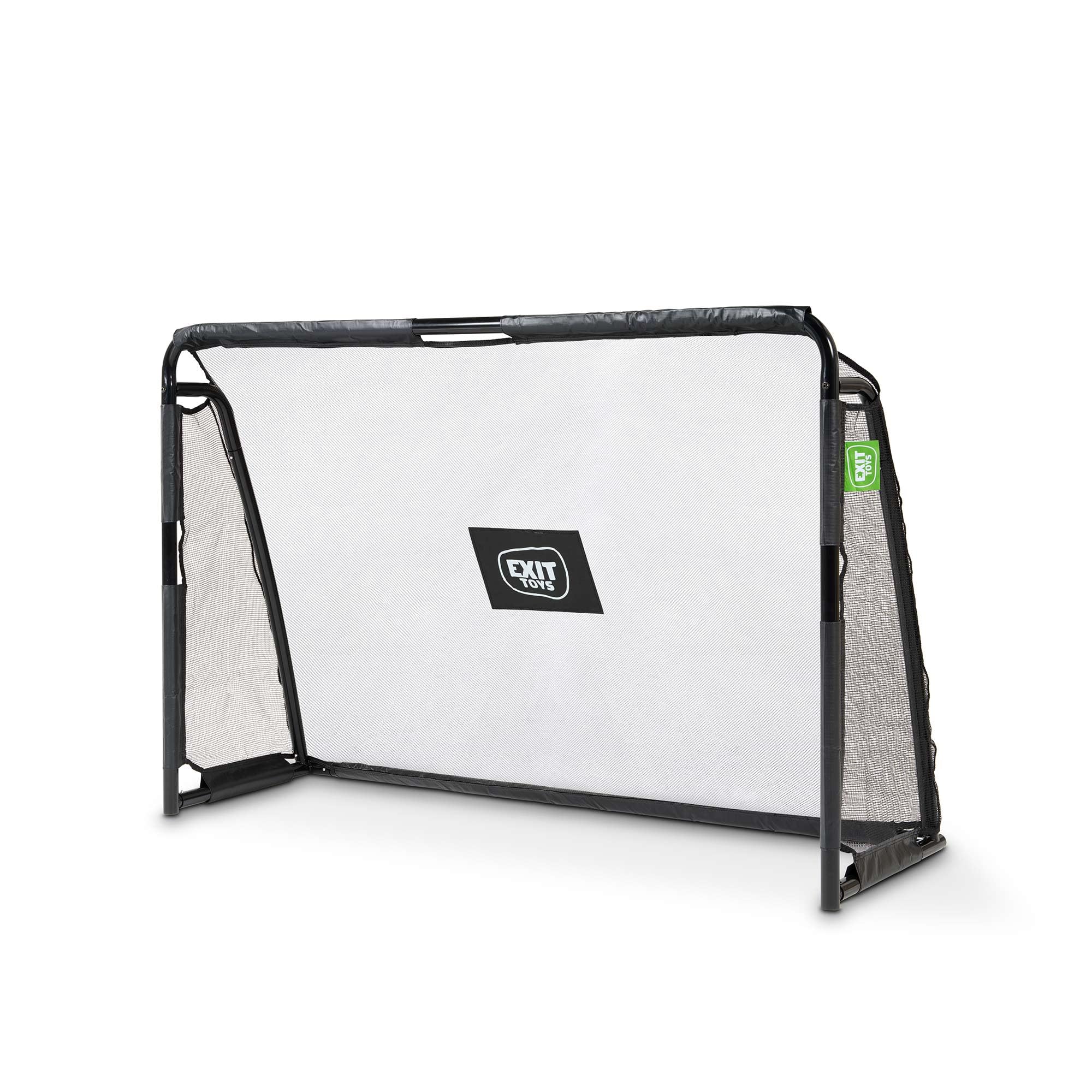 EXIT Toys Maestro Steel Football Goal - With Training Wall - Includes Solid Anchoring System - Football Goal - For In The Garden - Train Your Football Skills - 6x4ft - Black