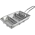 Proud Grill UltraVersatile Stainless Steel Grill Basket - Large BBQ Grill Basket for Grilling Vegetables. Detachable Handle a