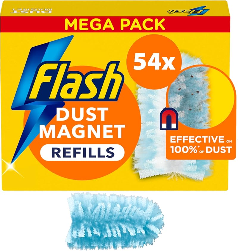FLASH Duster Dust Magnet Refills 54 Dusters 18x3 Fluffy Fibres