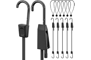 STRAPSPRO Adjustable Bungee Cords with Hooks, 24 Inch Black Bungee Cords, Heavy Duty Elastic Bungee Straps & Canopy Tarp Ball Ties, Perfect for Securing Tarps, Cargo, Camping, Luggage, Tents, Bikes, etc (6 Pcs)