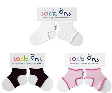 Sock Ons, Keep Baby Socks On! BLACK-PINK-WHITE (0-6M) by Sock Ons