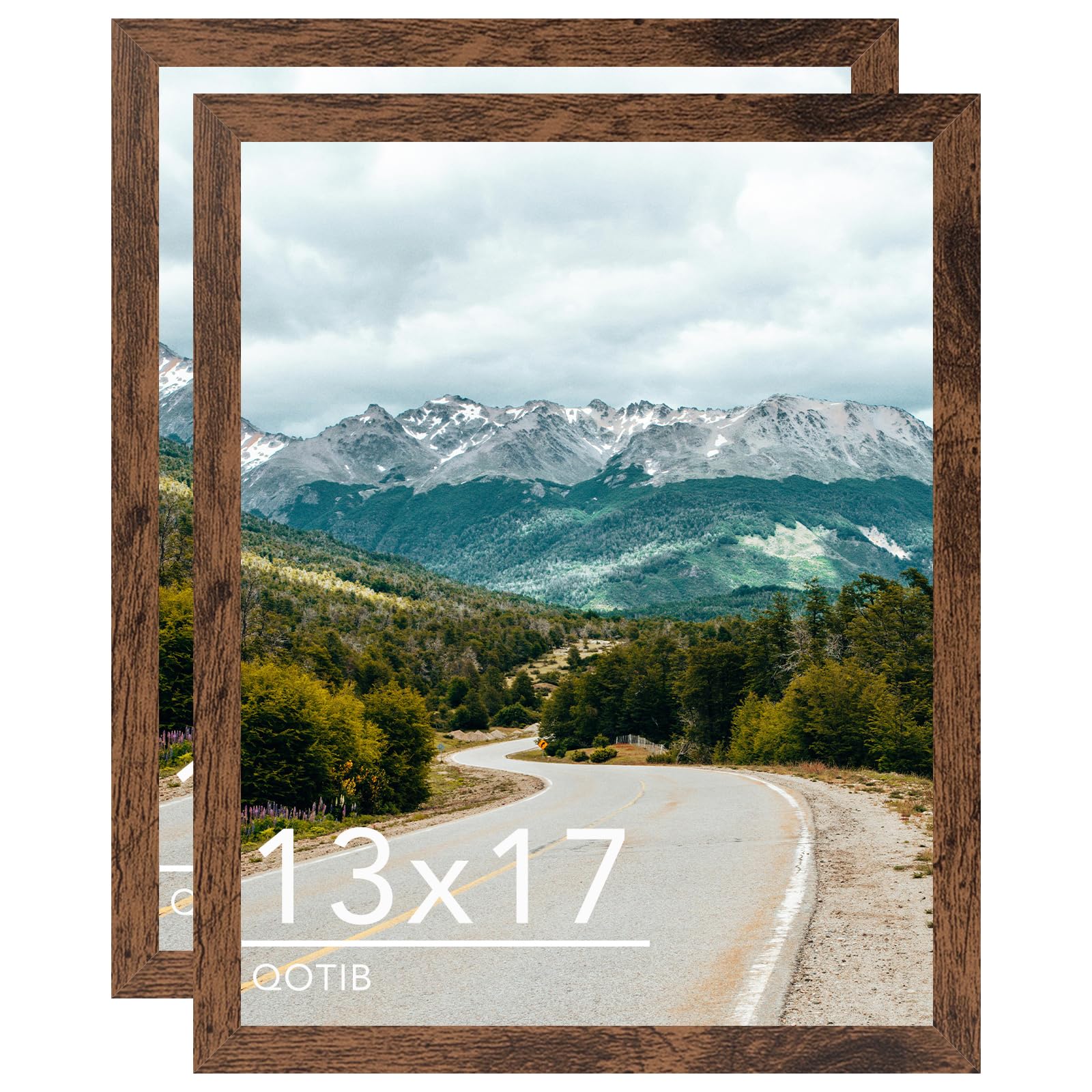 Photo 1 of QOTIB 13x17 Picture Frame Deep Brown for Wall Hanging, Wood 13 x 17 Frame Photo Frame for Wall Horizontally or Vertically, Deep Brown, 2 Pack
