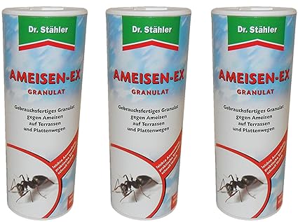 Stähler 3 x 500 g Dr Ameisen-EX Granulat Streu- und Gießmittel + Zeckenzange mit Lupe