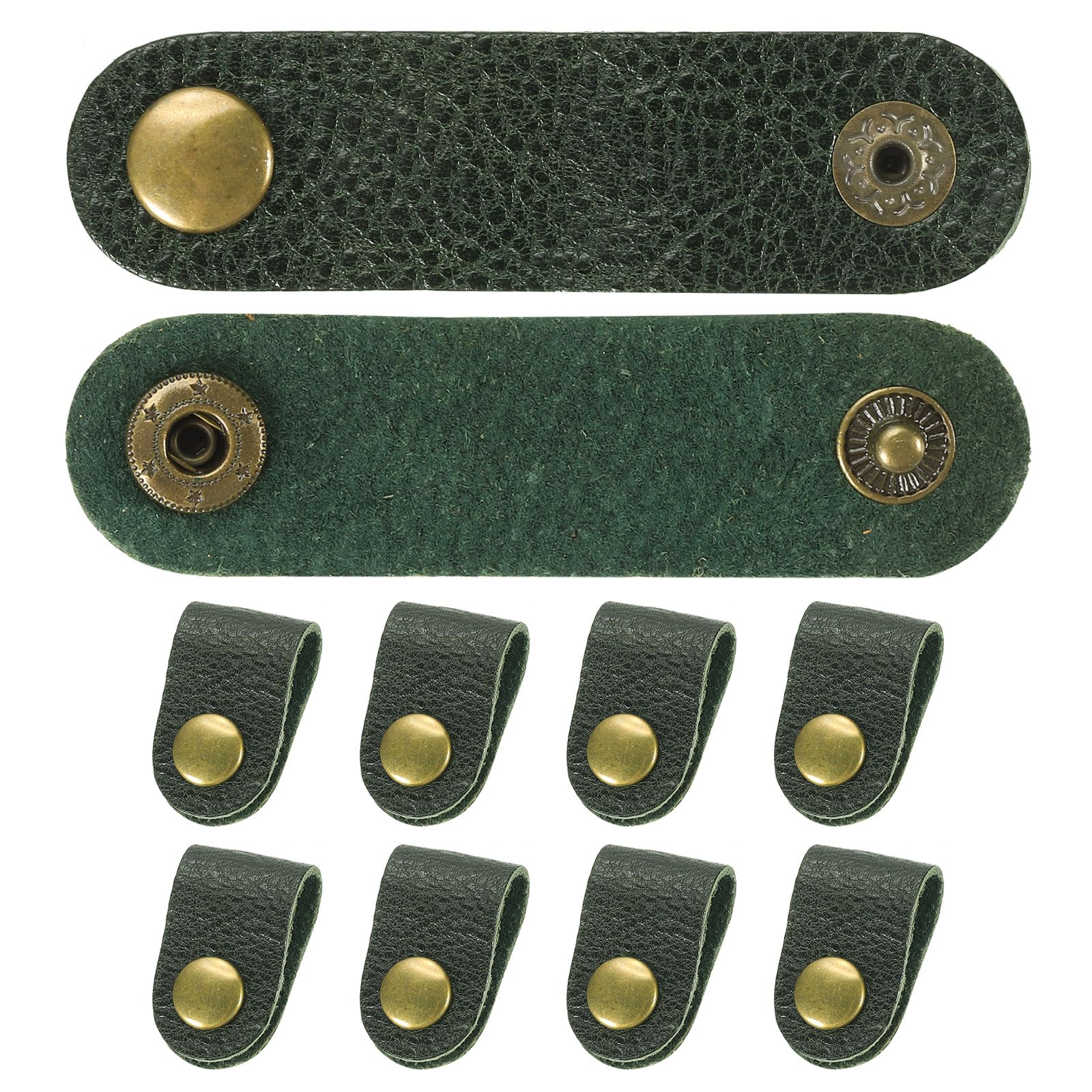 PATIKIL Leather Cord Organizer Cable Straps, 10Pcs 8x2cm Portable Cable Leather Clamps USB Holder Earphone Cord Management for Cable, Wire, Green