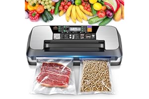 95kpa Vacuum Sealer Machine, Commercial Full Automatic Food Sealer, Food Vacuum Sealing Machine with Cutter, 10 Pre-cut Bags 