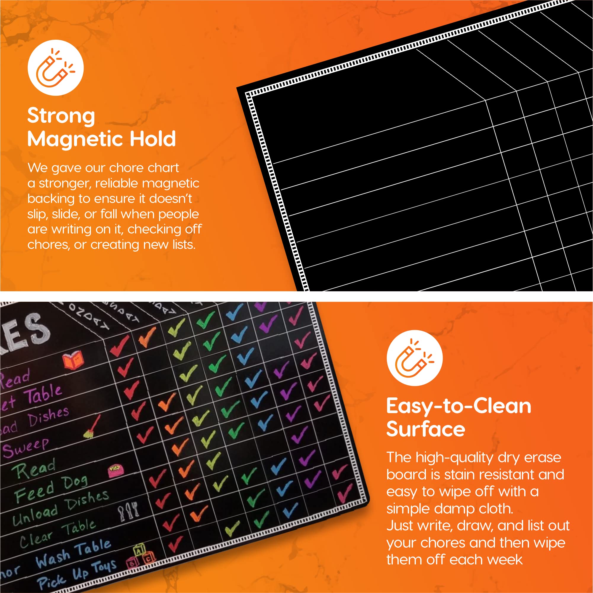 Chore Board | 12x17 Magnetic Dry Erase Chore Chart Reward Chart For ...