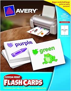Amazon.com: Avery Custom Print Flash Cards, 4.25 x 5.5 Inches, for ...