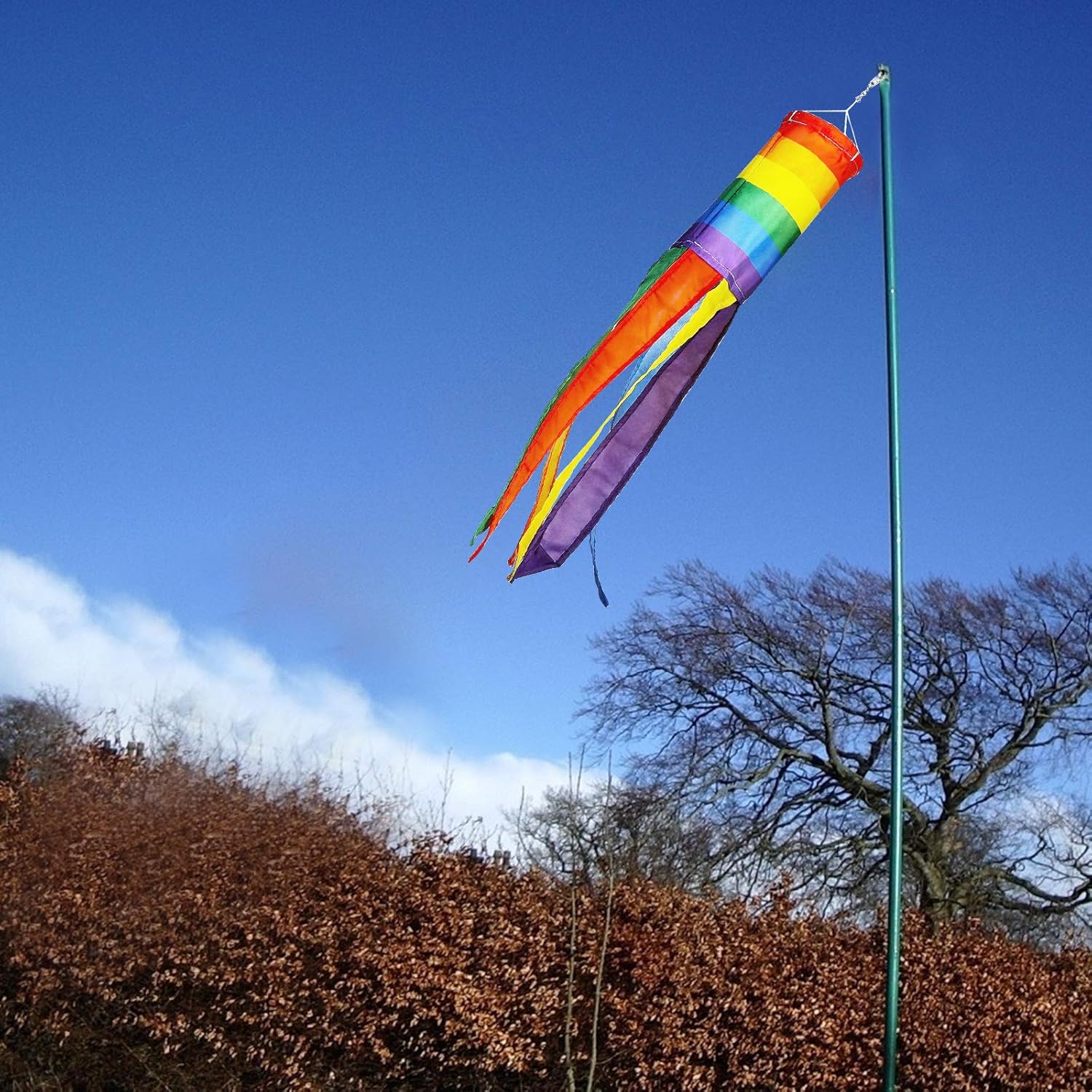 LAITER 2 Pcs Rainbow Windsocks with 4 Hook Waterproof Material and UV Resistant Colorful Hanging