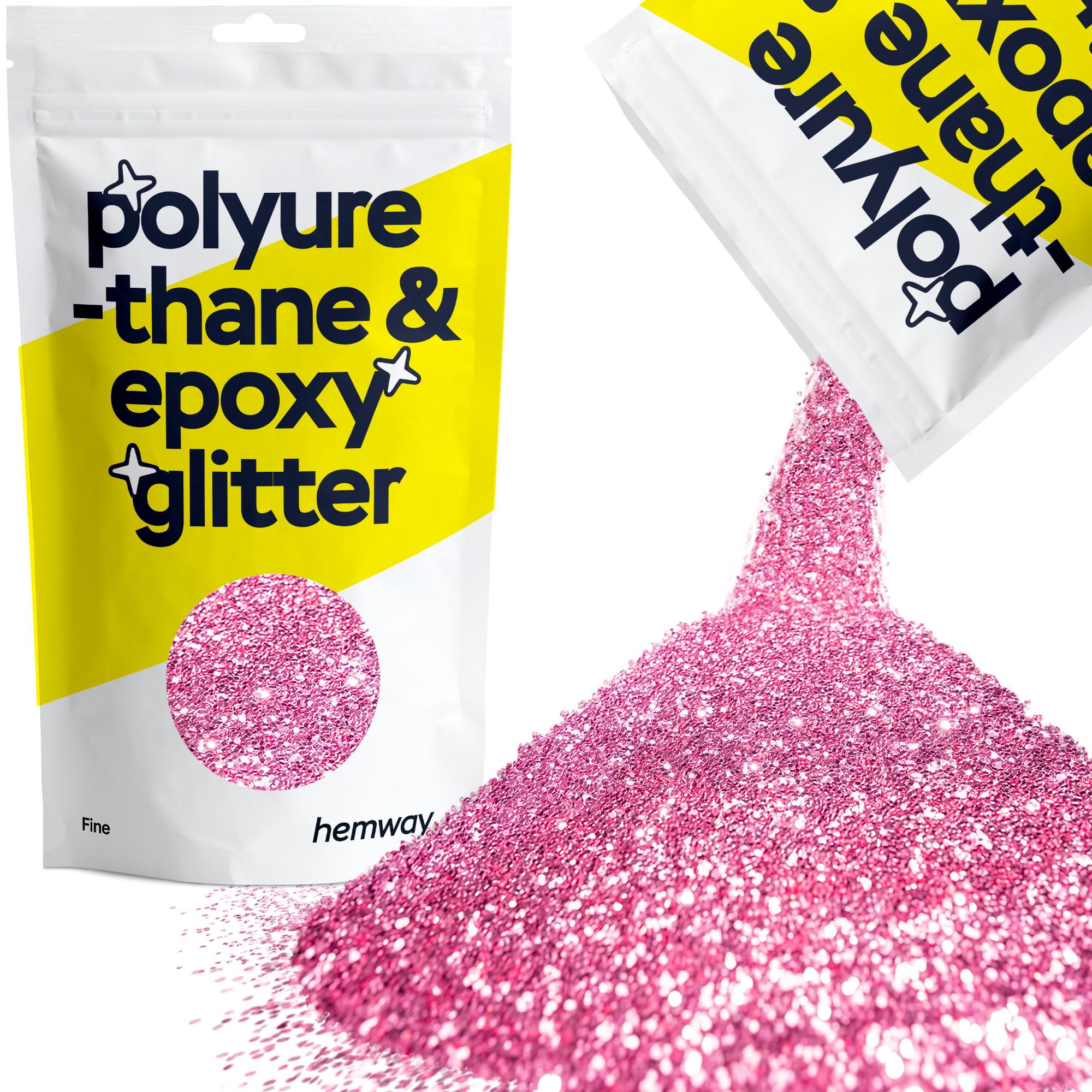 Hemway Resin Glitter Rose Pink 100g Fine | Polyurethane & Epoxy Glitter for Resin Crafts, Tumblers, Coasters, Floor & Table Art