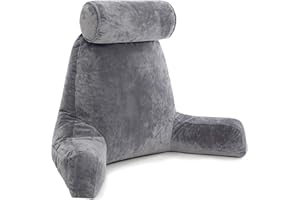 Husband Pillow XXL - Reading Pillow Bed Chair with Arms & Back Support - Dark Grey - Back Pillow for Sitting Up - Bed Rest Arm Pillow - Comfy Reading Pillow for Adults