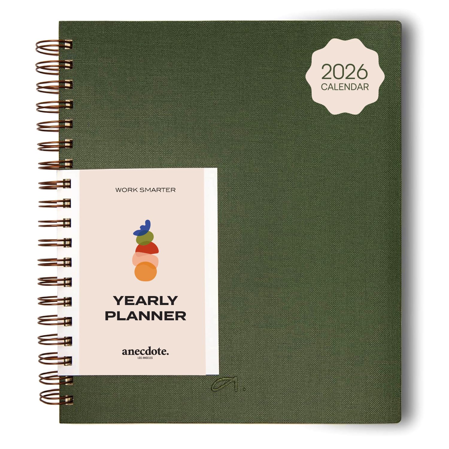 Photo 1 of Anecdote 2026 Planner (8.5" x 10") Daily Planner Weekly Monthly Planner - 52 Weeks w/Library Buckram Cover, Brass Spiral - A4 Size Bleed-Resistant Paper – Evergreen