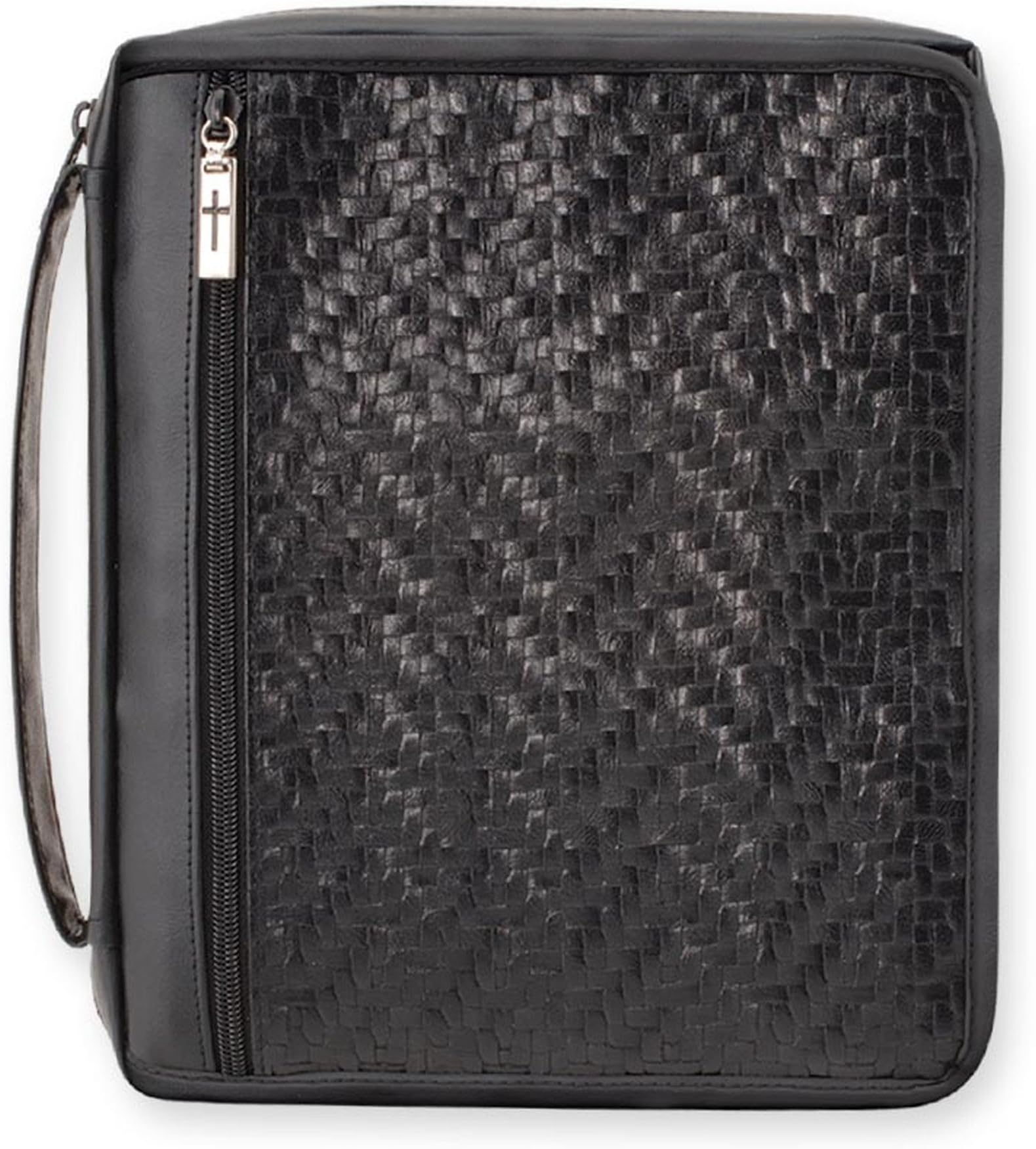 Enesco Faith & Grace by Gregg Gift Woven Black Leather-Look Organizer Bible Cover, 10”