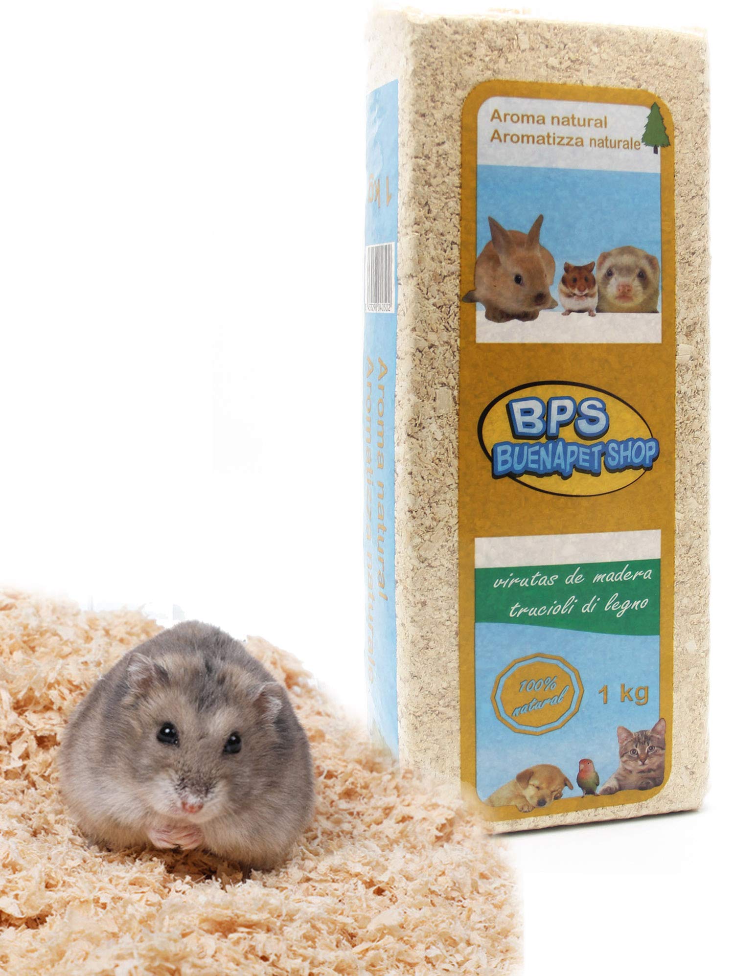 BPS Wood Chips Hygienic Pet Litter for Cats Small Animals Hamster Rabbit 1kg Natural Flavour