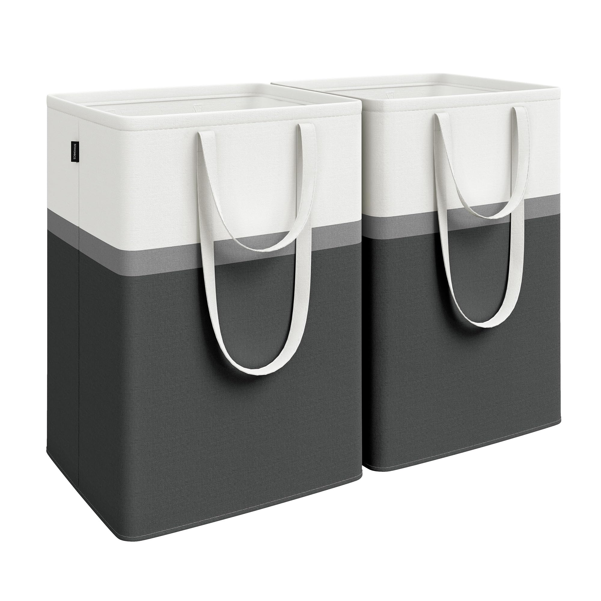 SONGMICS Set of 2 laundry basket, 110 L Washing Basket, Laundry Bag Hamper with Short and Long Handles, Easy to Transport and Clean, Freestanding, for Bedroom, Bathroom, Ink Black LCB210B01