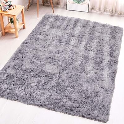 Aspire Homeware Grey Area Rug Large 80x150cm Non Slip Fluffy Shag