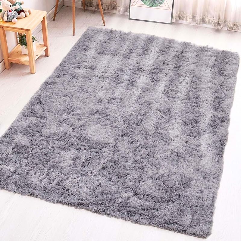 Aspire Homeware Grey Area Rug Large 80x150cm Non Slip Fluffy Shag