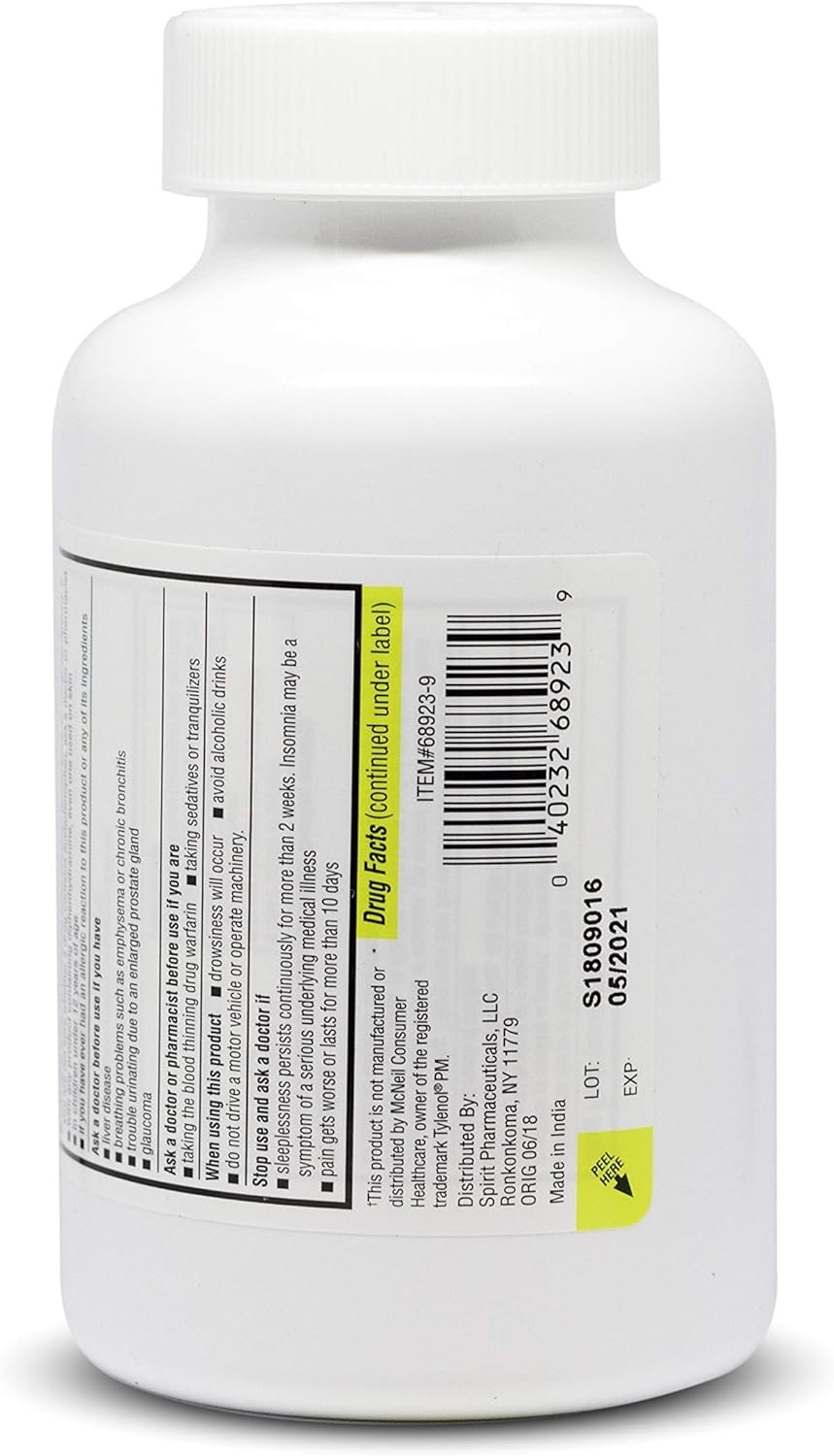 ValuMeds PM Pain Reliever and Nighttime Sleep Aid (375-Caplets) Acetaminophen 500mg | Fast-Acting Relief for Headaches, Minor Aches | Non-Habit Forming: Health & Personal Care