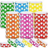 Teling 600 Pack Neon Star Wristbands Paper Wristbands for Events Adhesive Event Bands Arm Bands for Events Party Favor Bracelets for Birthday Wedding Neon Glow Party(Multi Colors)