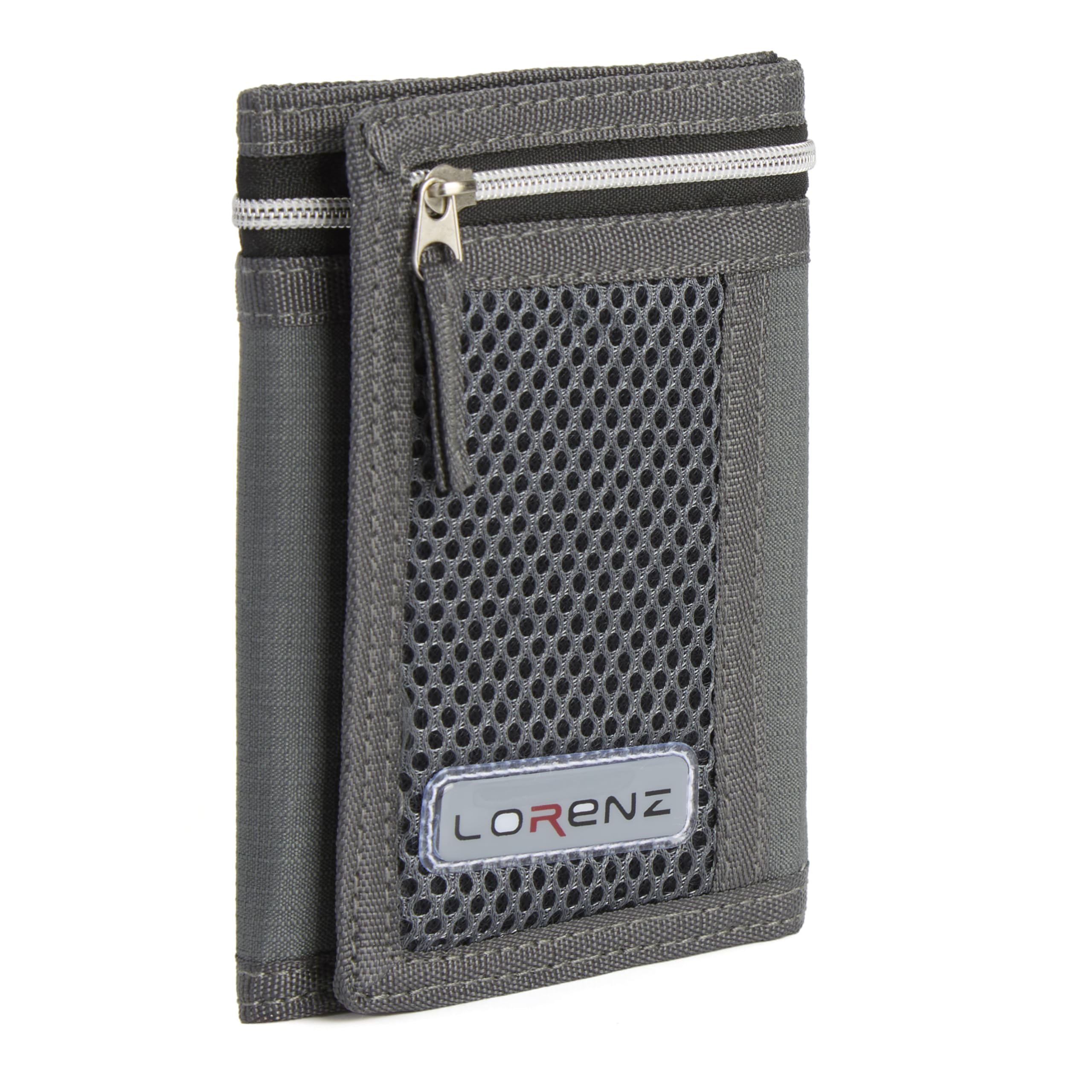 Woodland Leathers Sports Wallets for Boys, Trifold Men Canvas Wallet with Coin Pocket and Credit Card Holder, Waterproof Teenagers Folder Wallet with Chain, Hook or Classic (Sport, Grey)