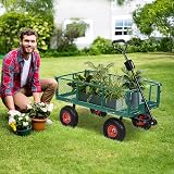 Panana 350KG Heavy Duty Garden Cart Wagon 10" Pneumatic Tyres Removable Sides view 7