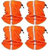 4 Pieces Neck Gaiter Visibility Reflective Safety Fleece Face Covering Balaclava