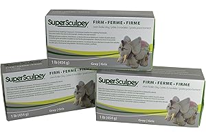 Super Sculpey Sculpting Compound Extra-Firm Gray Oven-Bake Clay - Shatter and Chip Resistant - 1 Lb, Pack of 3