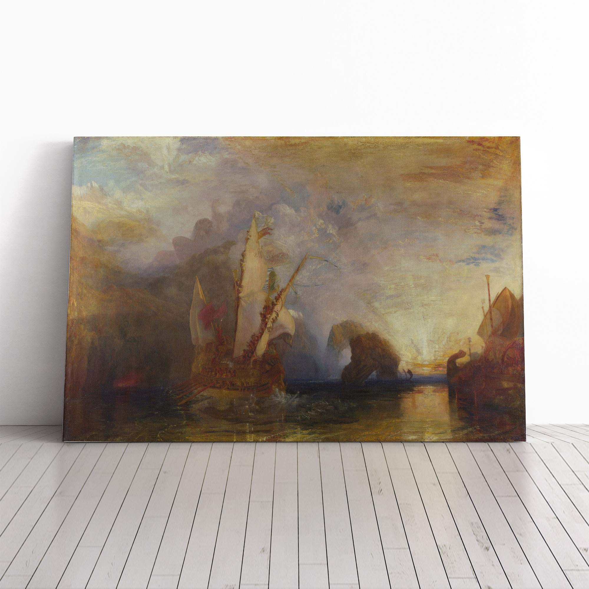Joseph William Turner Ulysses Deriding Polyphemus Homers Odyssey Canvas Print | Gallery Wrapped 30mm Frame Wall Art | 20x14 inches | Ready to Hang | Contemporary Picture | Living Room Lounge Office