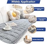 GKXLH Thick Corduroy Sofa Cover 90x210cm Light Grey 2 3 Seater Non-Slip view 3