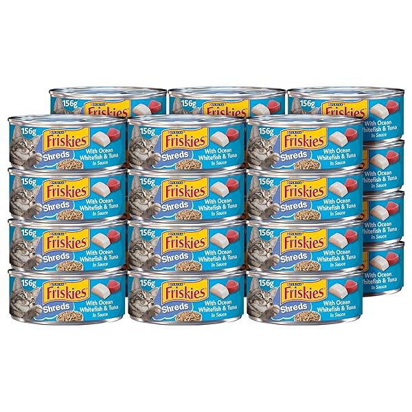 FRISKIES SAVORY SHREDS WITH OCEAN WHITEFISH & TUNA IN SAUCE CANNED CAT FOOD 24 – 5.5OZ CANS