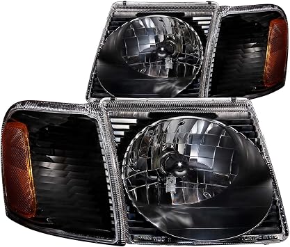 Amazon Com Anzo Usa 111041 Ford Explorer Sport Trac Crystal Black Headlight Assembly Sold In Pairs Automotive