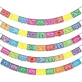 Asoulin 5PCS Mexican Party Decorations, 90FT Plastic Papel Picado Banner, Fiesta Party Decoration, Dia De Los Muertos, Day of The Dead Decorations, Cinco De Mayo Decor, Mexico Birthday Party Supplies