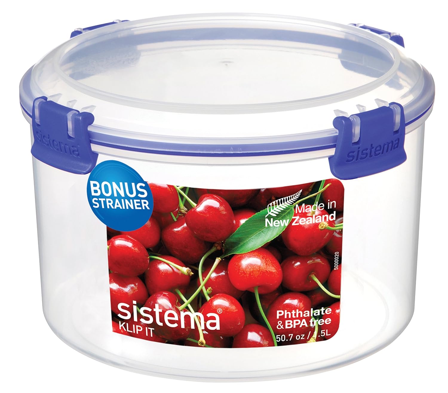 Sistema Klip It Collection Round Food Storage Container with Strainer