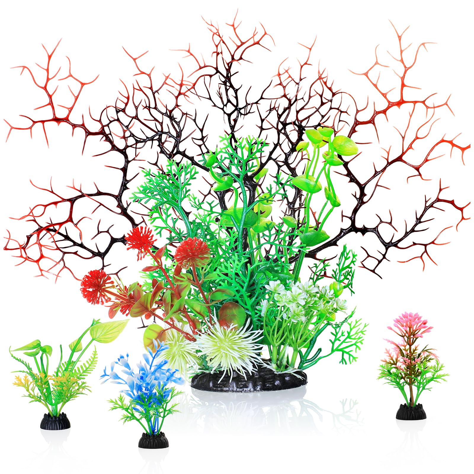 Fishdance Aquarium Plants, Artificial Fish Tank Plastic Plants ...