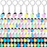 Ecation 100 Pcs Luminous Mini Duck Keychains Glow in The Dark Resin Duck 3D Tiny Key Chains Bulk Small Animal Pendant for Holiday Gifts Birthday Party Favors(Multicolor, Cute)