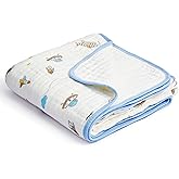 ZPECC Muslin Baby Blanket Thicker, 30x40 Organic Cotton Newborn Receiving Quilt Hypoallergenic for Baby Essentials Swaddle Crib Stroller, Spaceship
