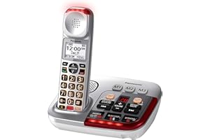 Panasonic Amplified Cordless Phone with Answering Machine, Call Block, and Talking Caller ID - 1 Cordless Handset - KX-TGM490